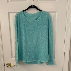 Light Teal Long Sleeve Slub Knit Shirt Size Large Elliott Lauren
